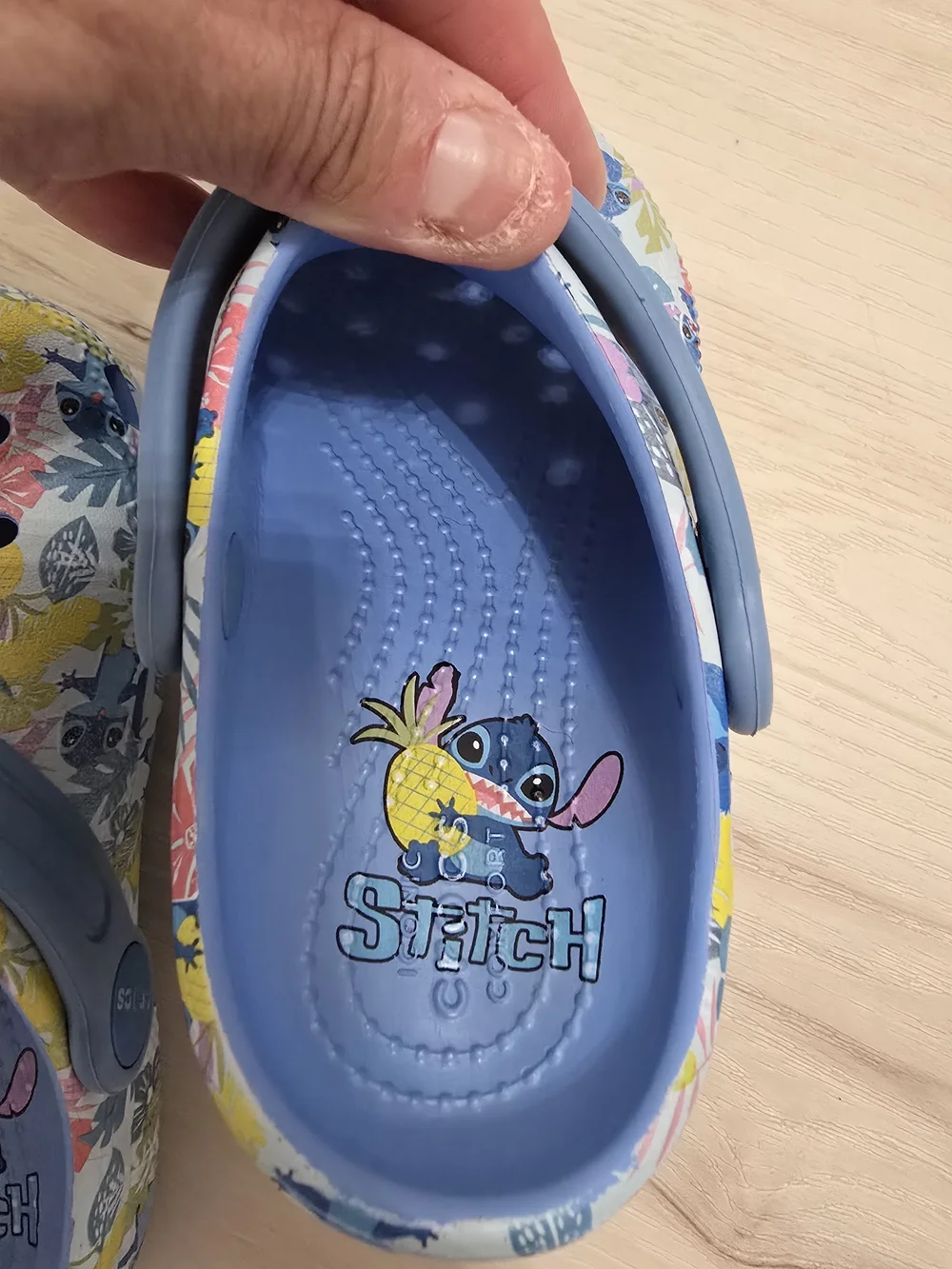 CROCS Kids Floral Stitch Print Slip-On Clogs in Light Blue